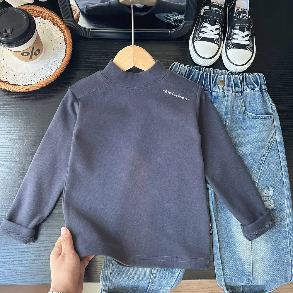 2025 Boys Soft Letter Mid-High Collar T-Shirt — feature 4