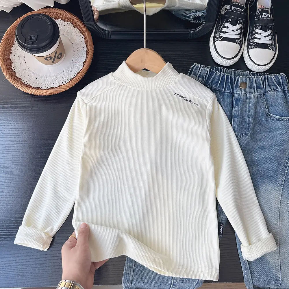 2025 Boys Soft Letter Mid-High Collar T-Shirt — feature 5