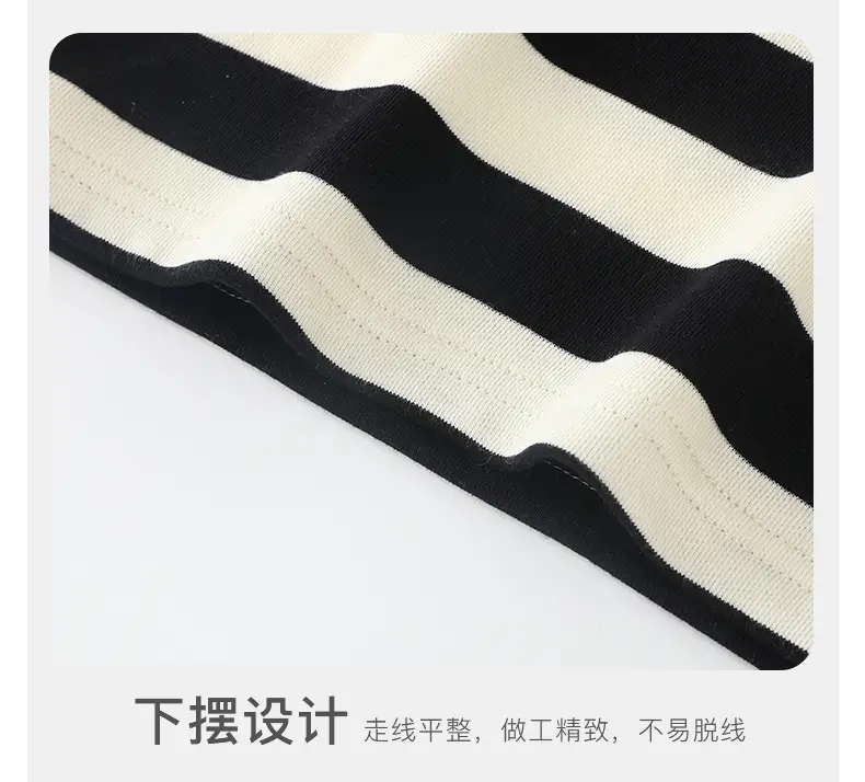 Kids Striped Long Sleeve T-Shirt Black White Spring Fall — feature 15