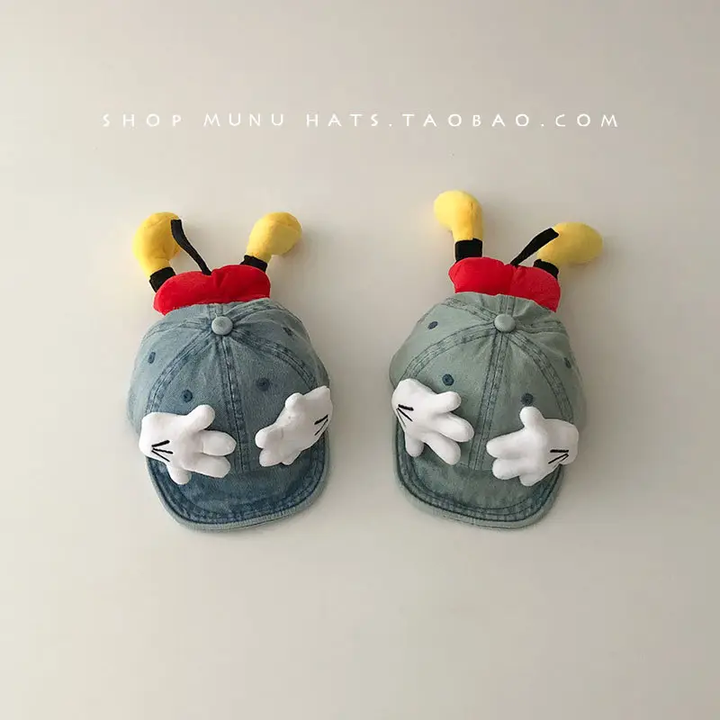 Children's Denim Peaked Hats with Mickey Butt Design - Image 4