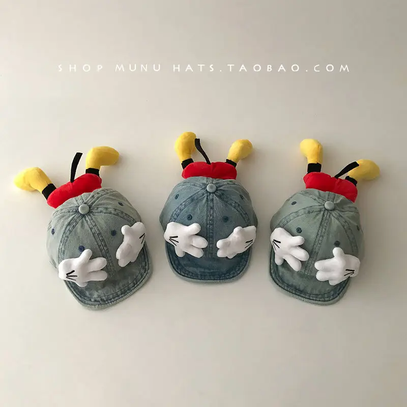 Children's Denim Peaked Hats with Mickey Butt Design — feature 1