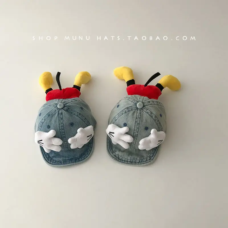 Children's Denim Peaked Hats with Mickey Butt Design — feature 3