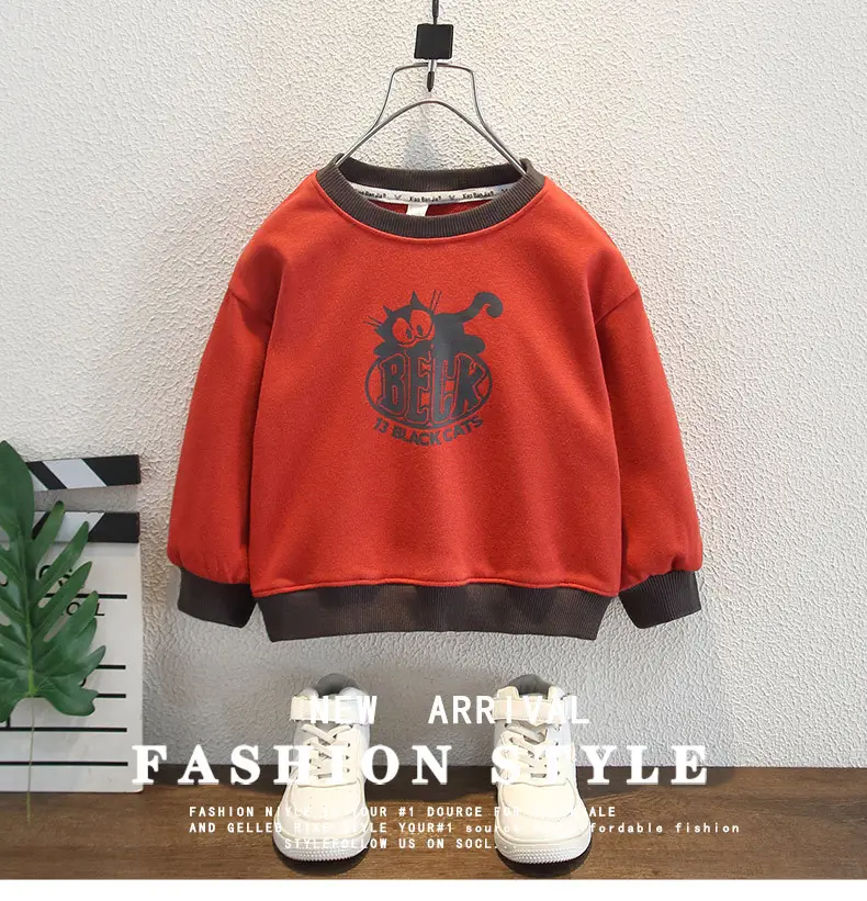 Boys Red Black Cats Sweatshirt Spring Autumn 2025 — feature 1