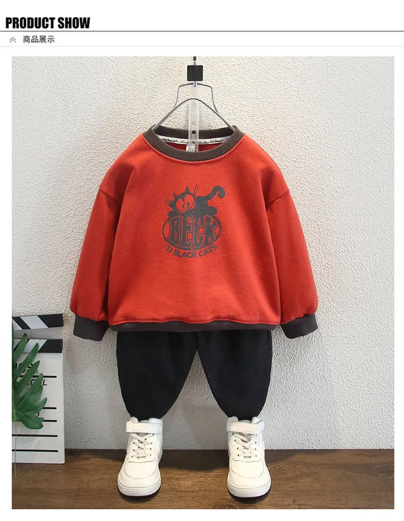Boys Red Black Cats Sweatshirt Spring Autumn 2025 — feature 4