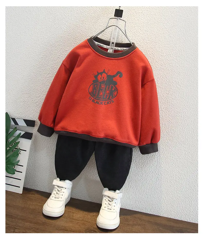 Boys Red Black Cats Sweatshirt Spring Autumn 2025 — feature 5