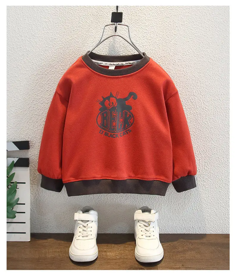 Boys Red Black Cats Sweatshirt Spring Autumn 2025 — feature 7