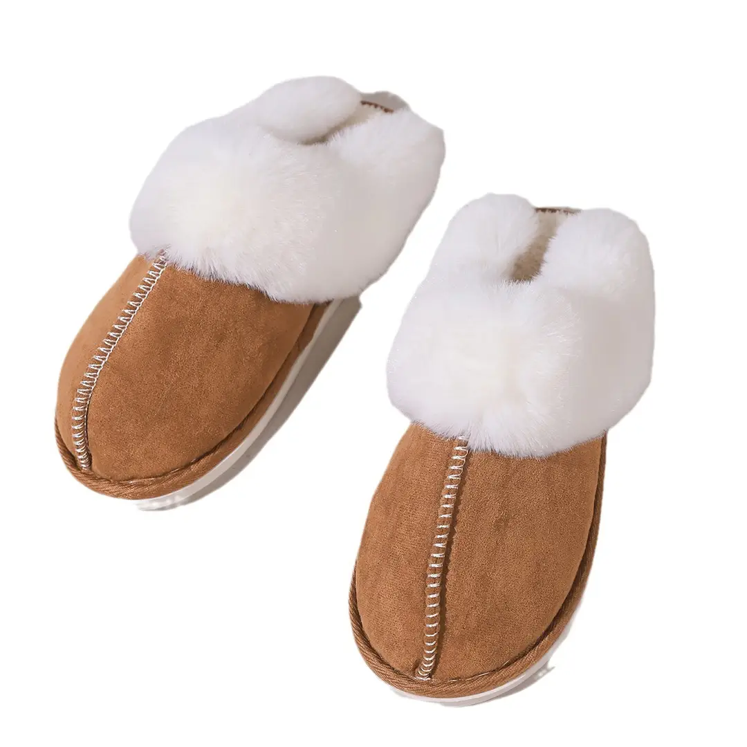 2026 Cross-Border Foreign Trade Cotton Slippers for Women, Autumn and Winter Korean Style, Fleece-Lined, Closed-Toe, Indoor Non-Slip Household Cotton Slippers