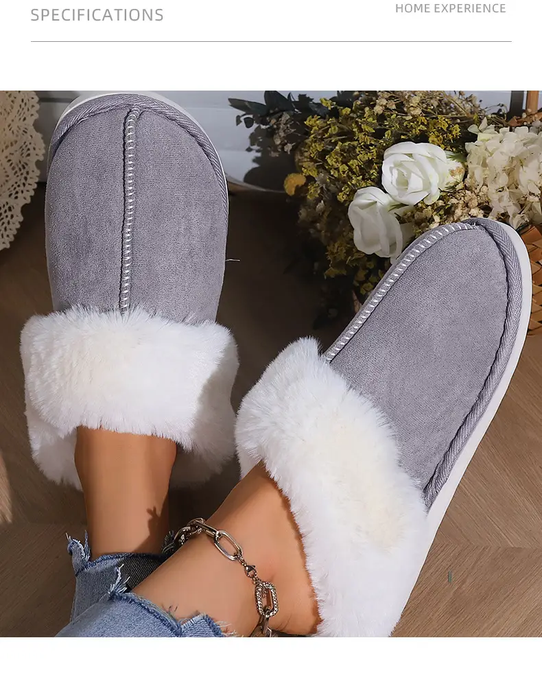 2026 Cross-Border Foreign Trade Cotton Slippers for Women, Autumn and Winter Korean Style, Fleece-Lined, Closed-Toe, Indoor Non-Slip Household Cotton Slippers — feature 11