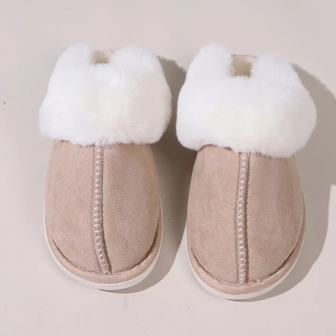 2026 Cross-Border Foreign Trade Cotton Slippers for Women, Autumn and Winter Korean Style, Fleece-Lined, Closed-Toe, Indoor Non-Slip Household Cotton Slippers