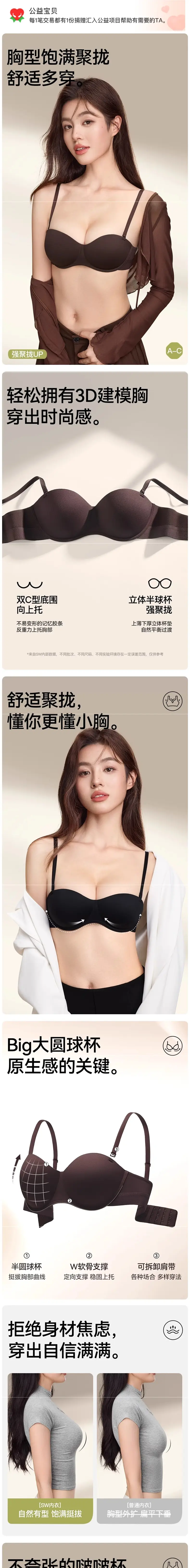 Sw Round Cup Bra for Women with Small Breasts, Push-Up to Make the Breasts Look Bigger, Support to Prevent Sagging, Seamless, No Empty Cup, Beautiful Back Bra — feature 33
