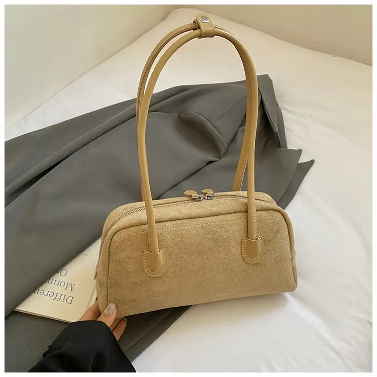 Women's Tan Leather Shoulder Bag with Gold Handles — feature 21