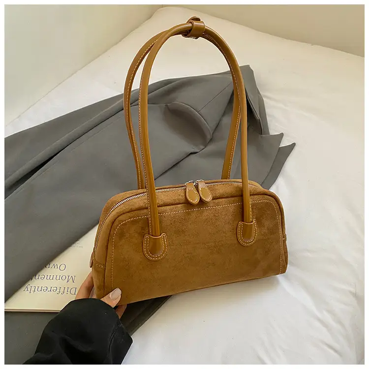 Women's Tan Leather Shoulder Bag with Gold Handles — feature 23
