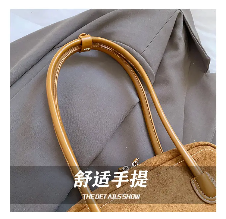 Women's Tan Leather Shoulder Bag with Gold Handles — feature 9