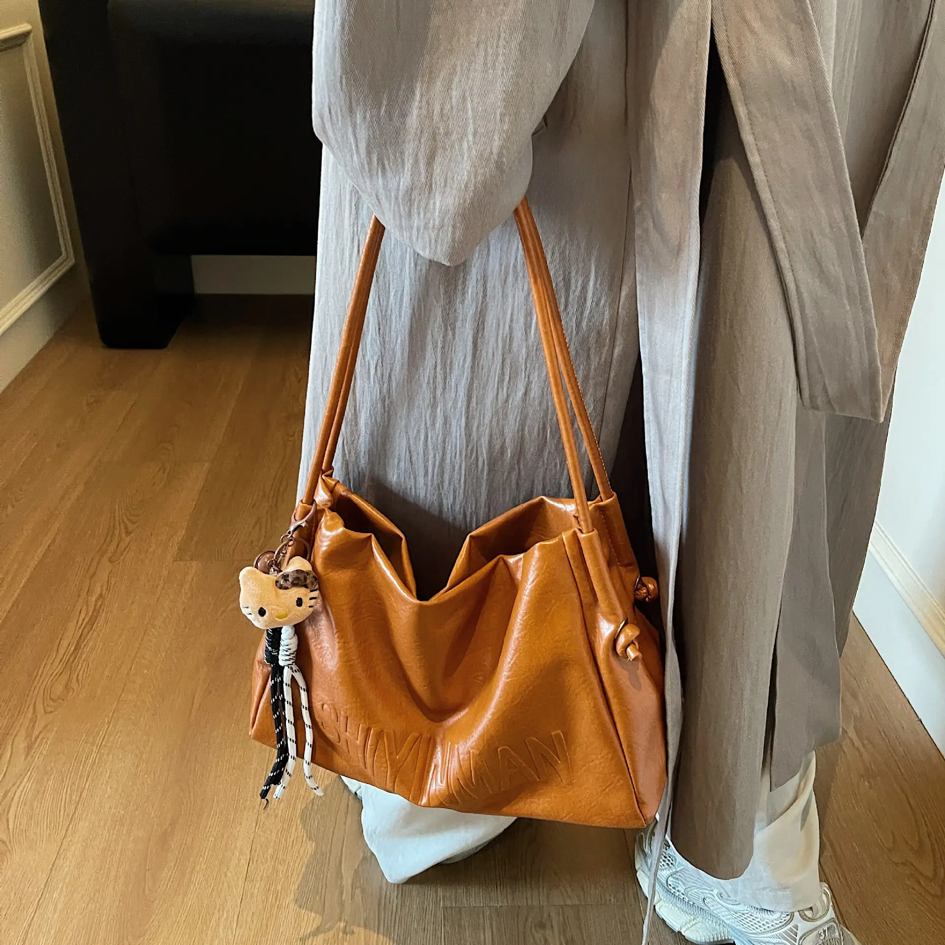 Women's Retro Brown Leather Tote Bag 2025 Autumn Winter - Image 8