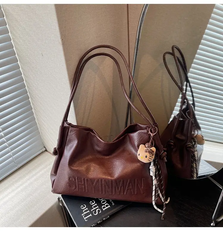 Women's Retro Brown Leather Tote Bag 2025 Autumn Winter — feature 15