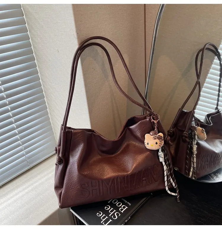 Women's Retro Brown Leather Tote Bag 2025 Autumn Winter — feature 16