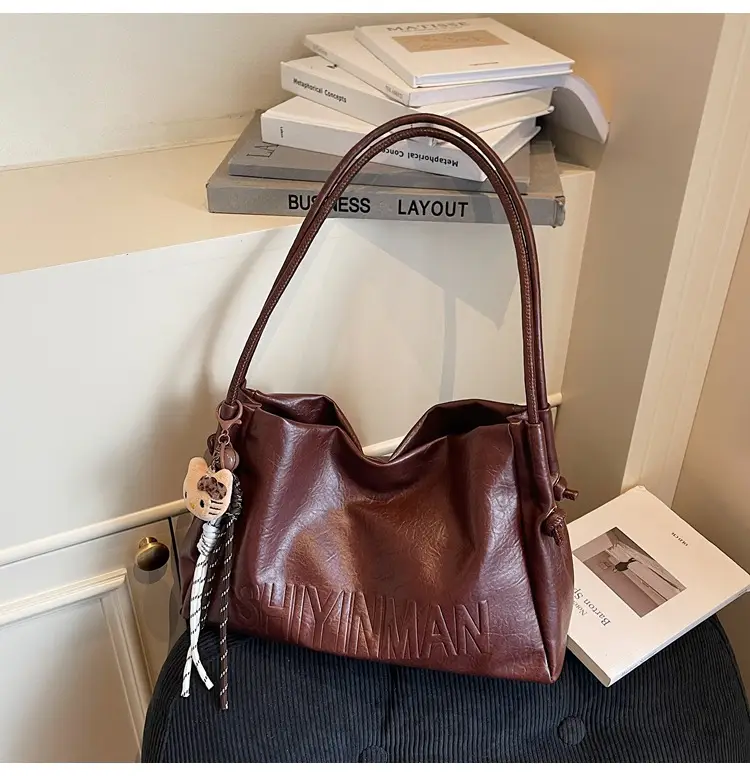 Women's Retro Brown Leather Tote Bag 2025 Autumn Winter — feature 17