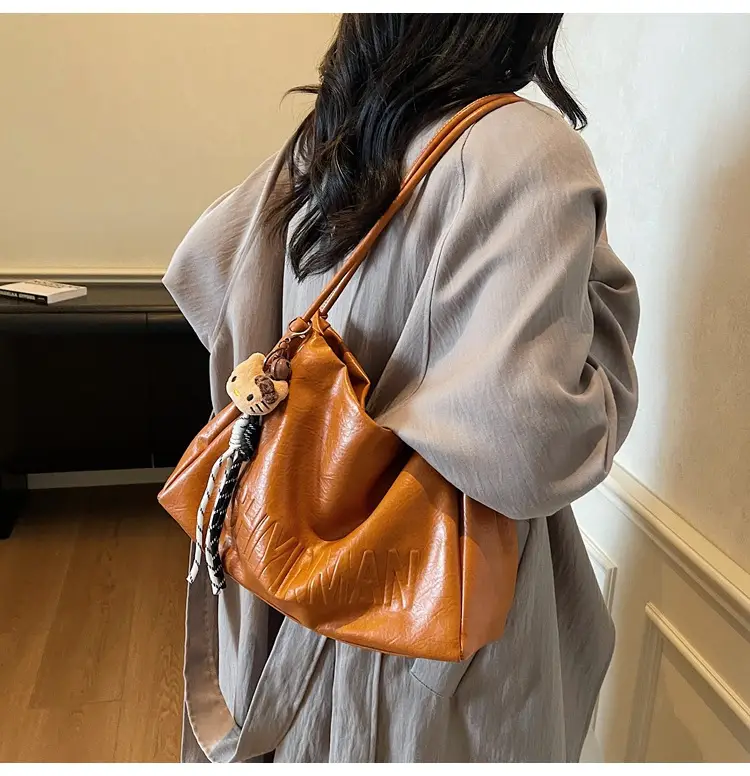 Women's Retro Brown Leather Tote Bag 2025 Autumn Winter — feature 23