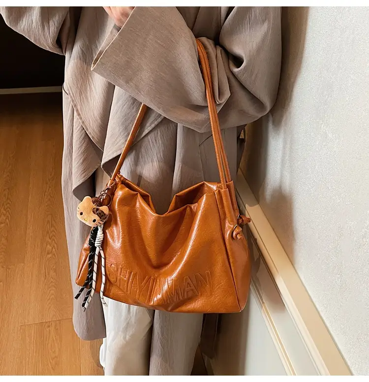Women's Retro Brown Leather Tote Bag 2025 Autumn Winter — feature 25