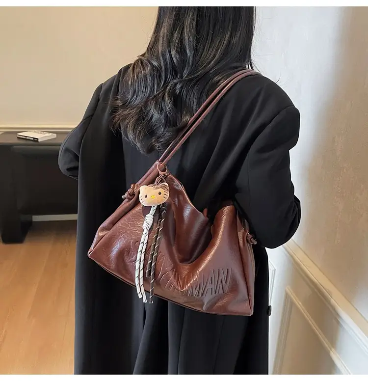 Women's Retro Brown Leather Tote Bag 2025 Autumn Winter — feature 31