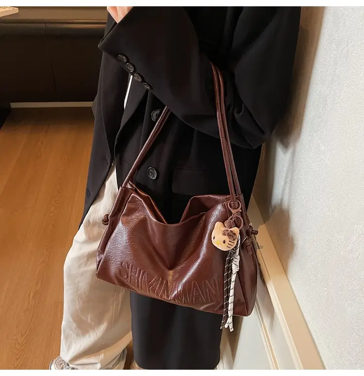 Women's Retro Brown Leather Tote Bag 2025 Autumn Winter — feature 34