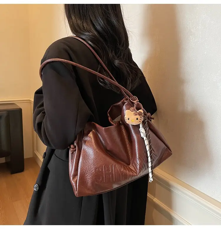Women's Retro Brown Leather Tote Bag 2025 Autumn Winter — feature 37