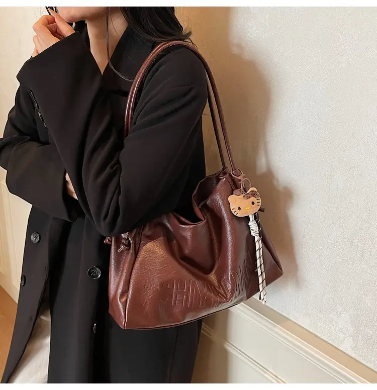 Women's Retro Brown Leather Tote Bag 2025 Autumn Winter — feature 38