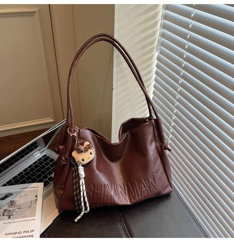 Women's Retro Brown Leather Tote Bag 2025 Autumn Winter — feature 39
