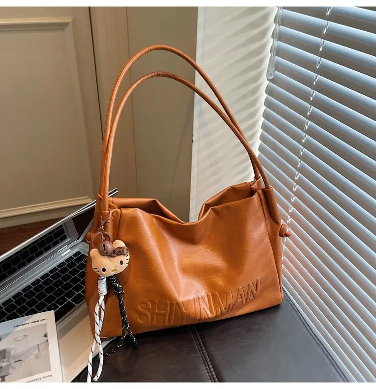 Women's Retro Brown Leather Tote Bag 2025 Autumn Winter — feature 40