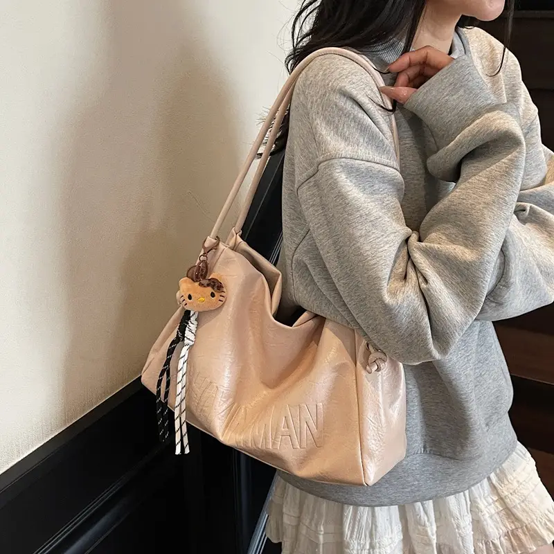 Women's Retro Brown Leather Tote Bag 2025 Autumn Winter - Image 4