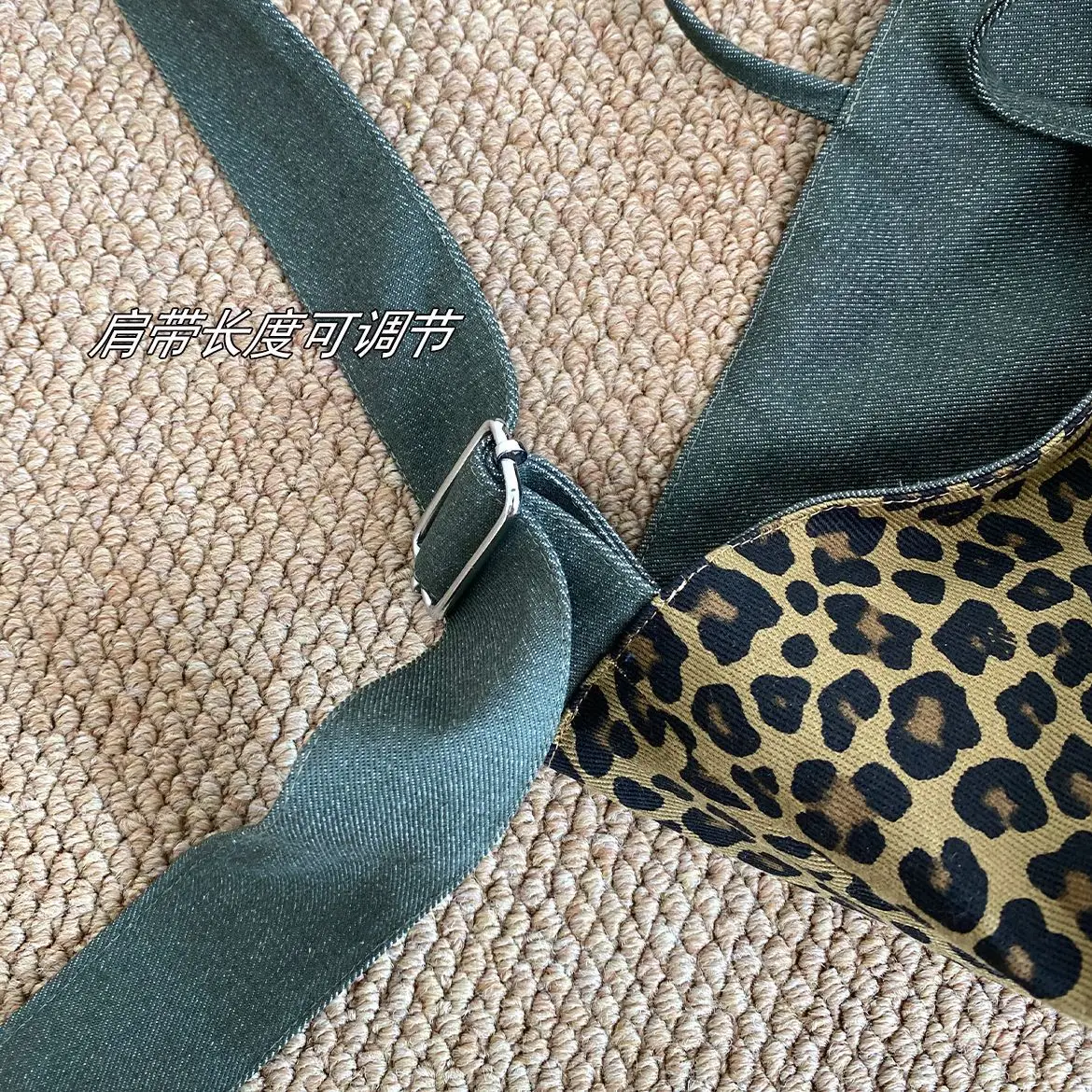 Retro Leopard Print Denim Tote Bag Double Sided Large Capacity — feature 13