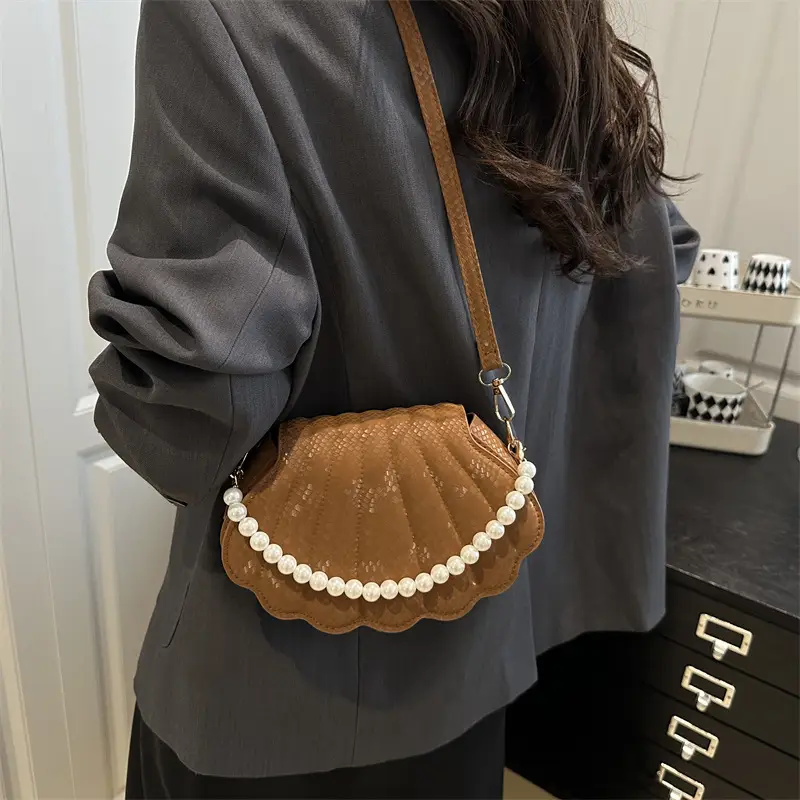 Pearl Chain Embossed Crossbody Bag for Women