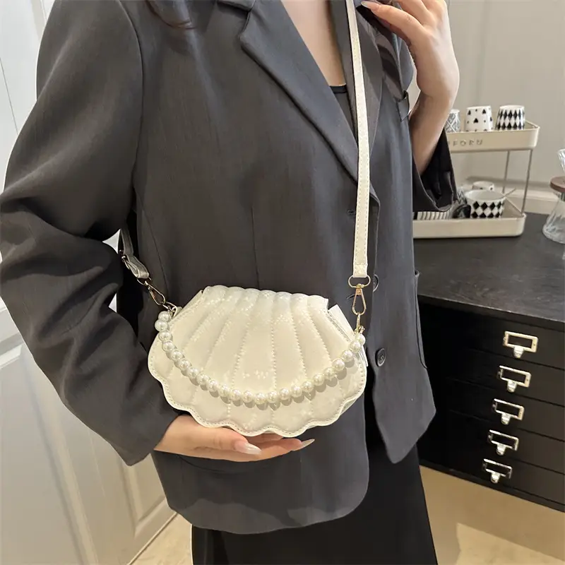 Pearl Chain Embossed Crossbody Bag for Women