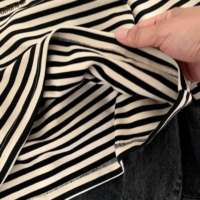 Kids Striped T-Shirt Black White Korean Style — feature 7