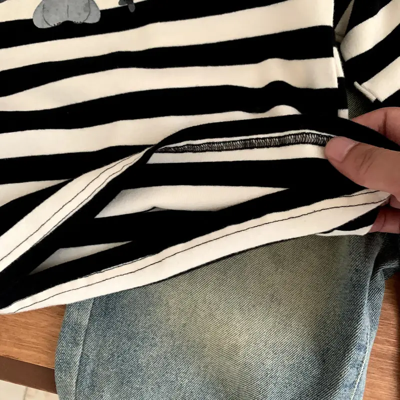 Cotton Striped Long Sleeve Top for Boys Small Medium - Image 4