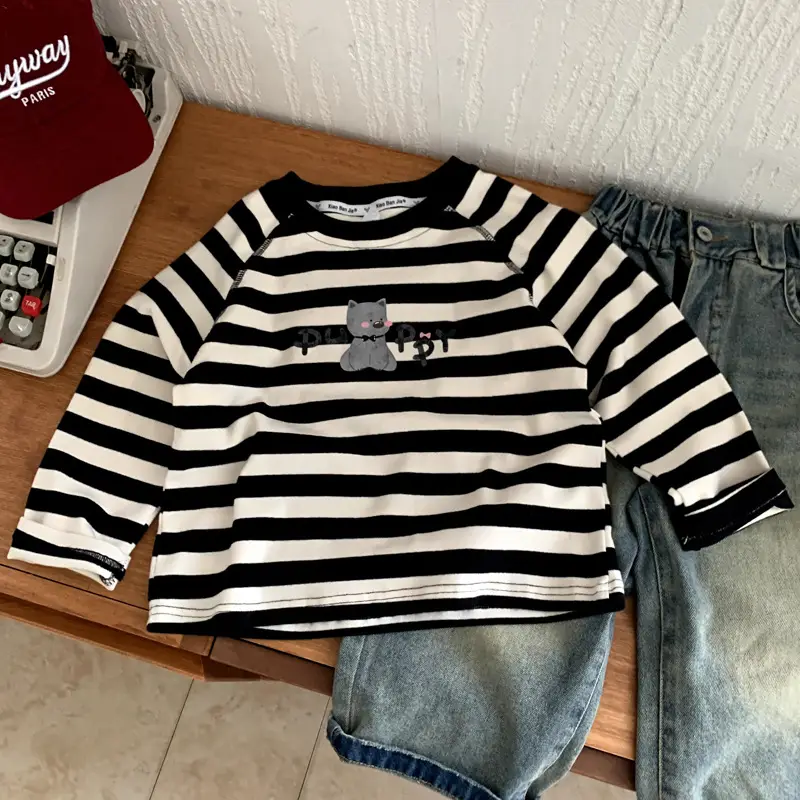 Cotton Striped Long Sleeve Top for Boys Small Medium — feature 2