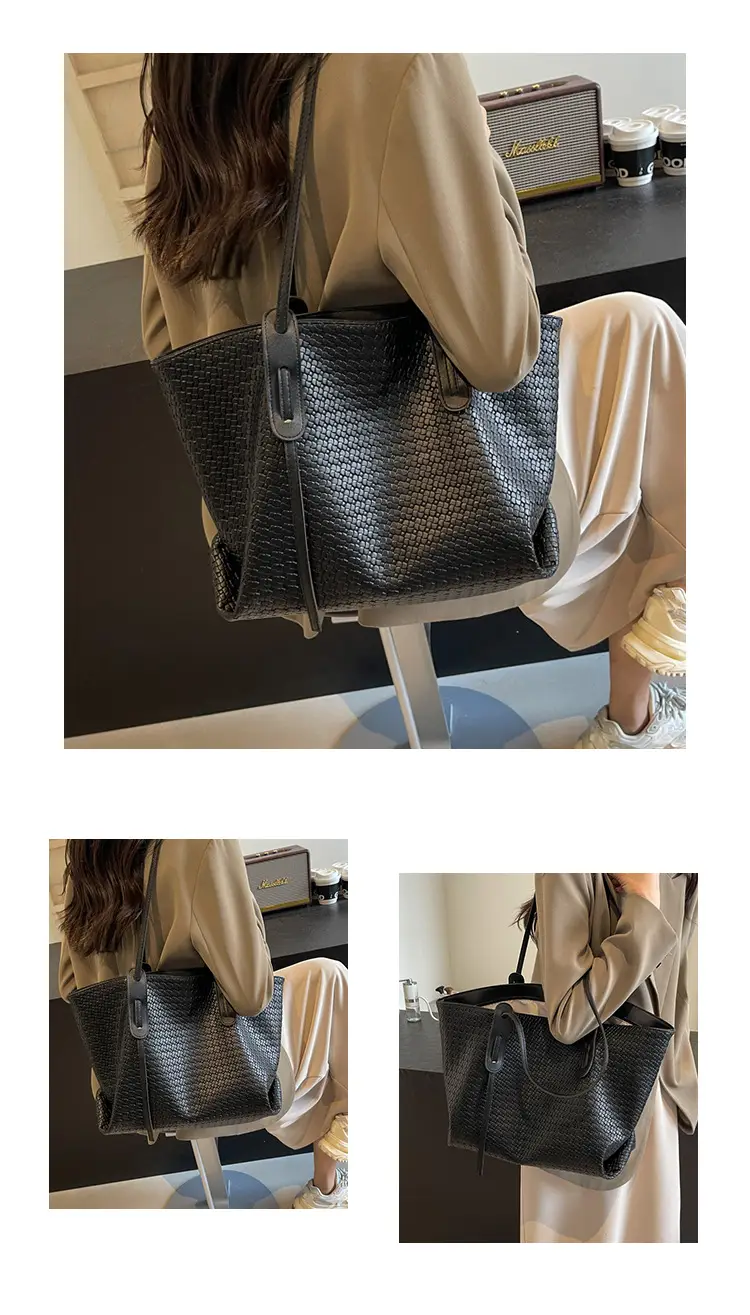 Black Crossbody Tote Bag with Embroidered Design — feature 11
