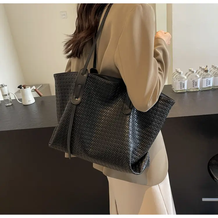 Black Crossbody Tote Bag with Embroidered Design — feature 25