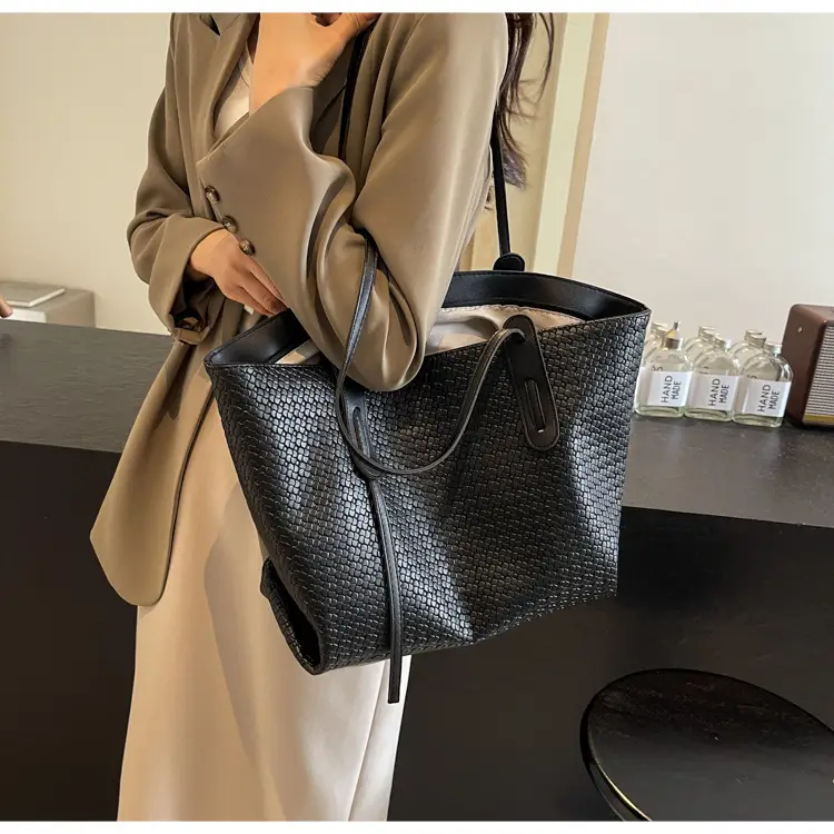 Black Crossbody Tote Bag with Embroidered Design — feature 26