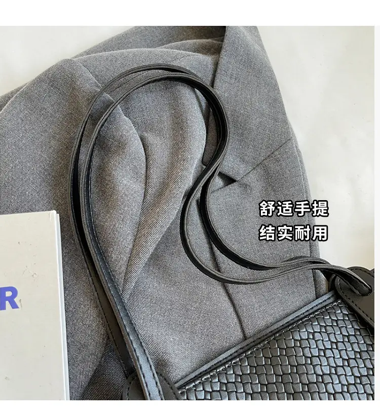Black Crossbody Tote Bag with Embroidered Design — feature 5