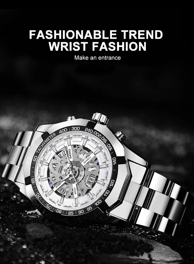 Men's Gold Skeleton Watch with Date & Compass — feature 12