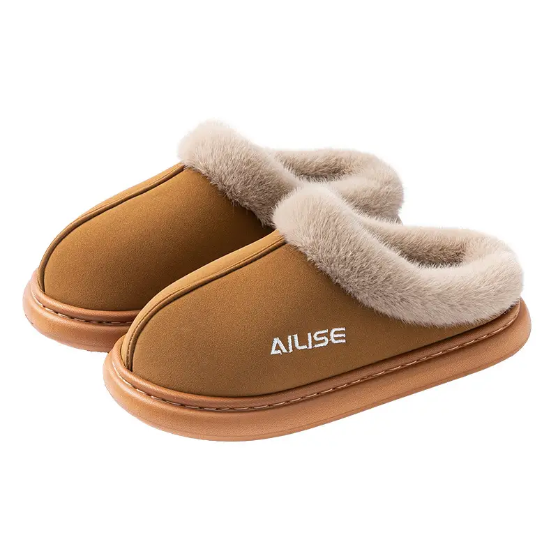 Women Warm Fleece Lined Slippers Beige Winter