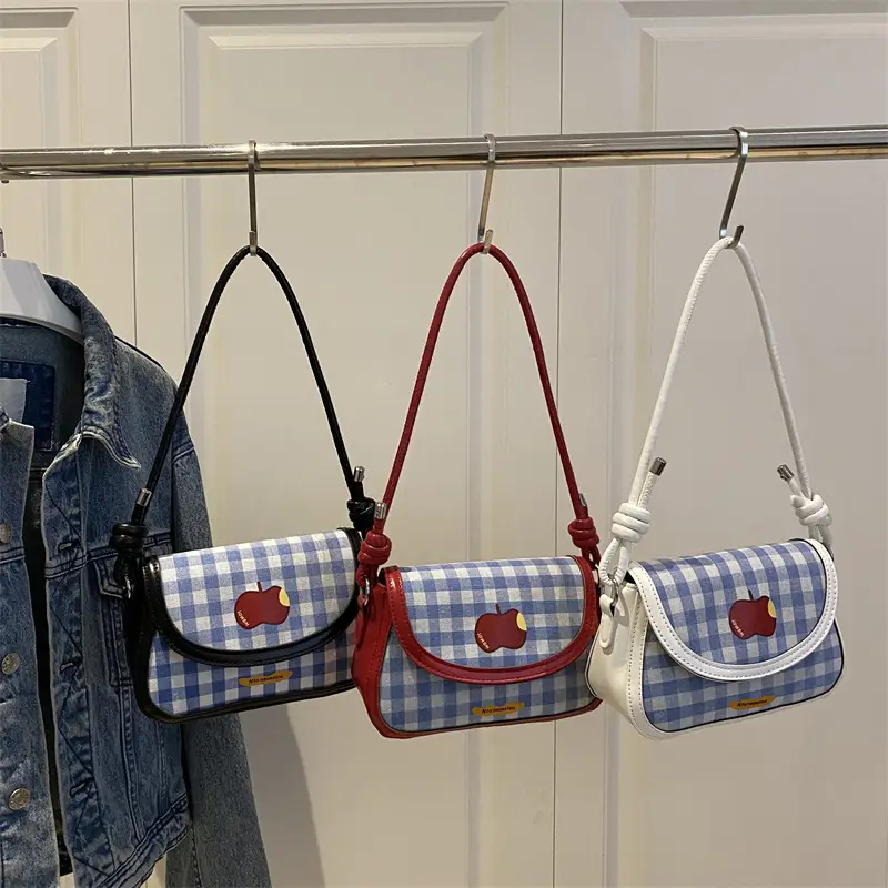 Cute Apple Design Crossbody Bag Blue White - Image 4
