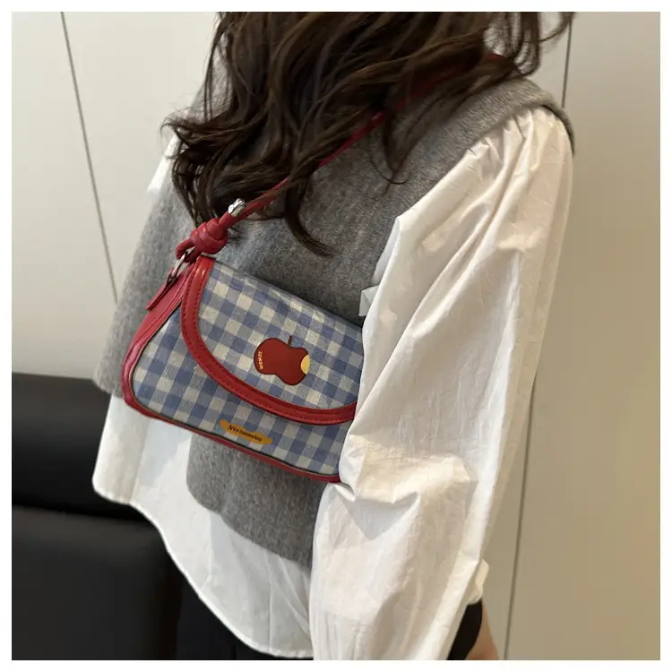 Cute Apple Design Crossbody Bag Blue White — feature 10