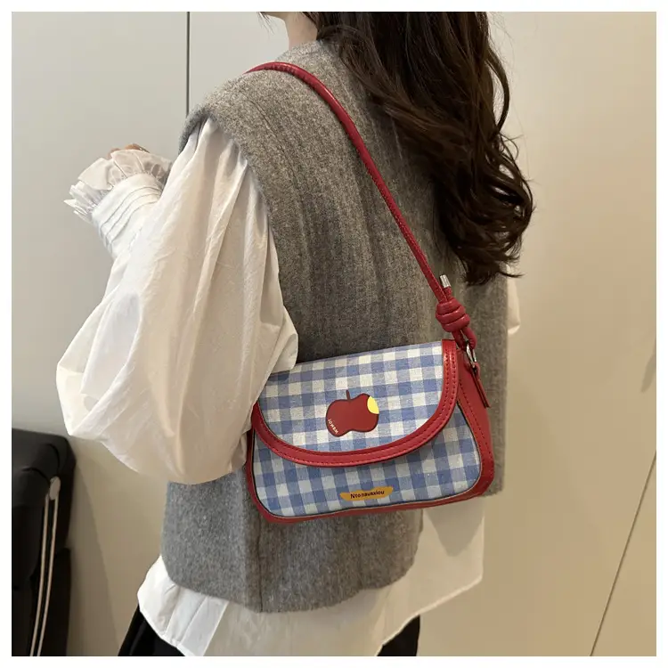 Cute Apple Design Crossbody Bag Blue White — feature 11