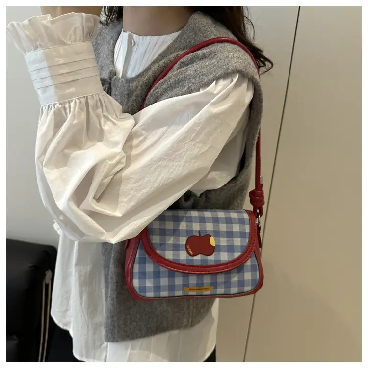 Cute Apple Design Crossbody Bag Blue White — feature 12