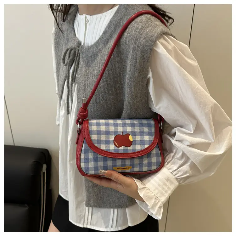 Cute Apple Design Crossbody Bag Blue White — feature 13
