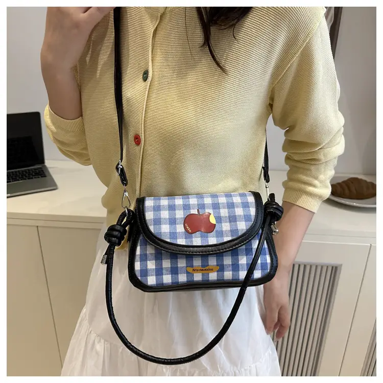 Cute Apple Design Crossbody Bag Blue White — feature 14