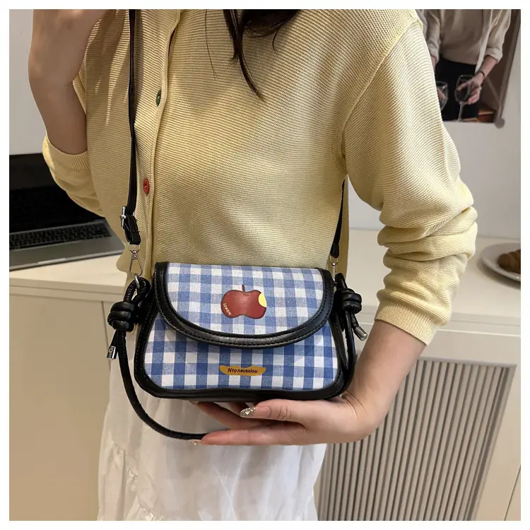 Cute Apple Design Crossbody Bag Blue White — feature 15