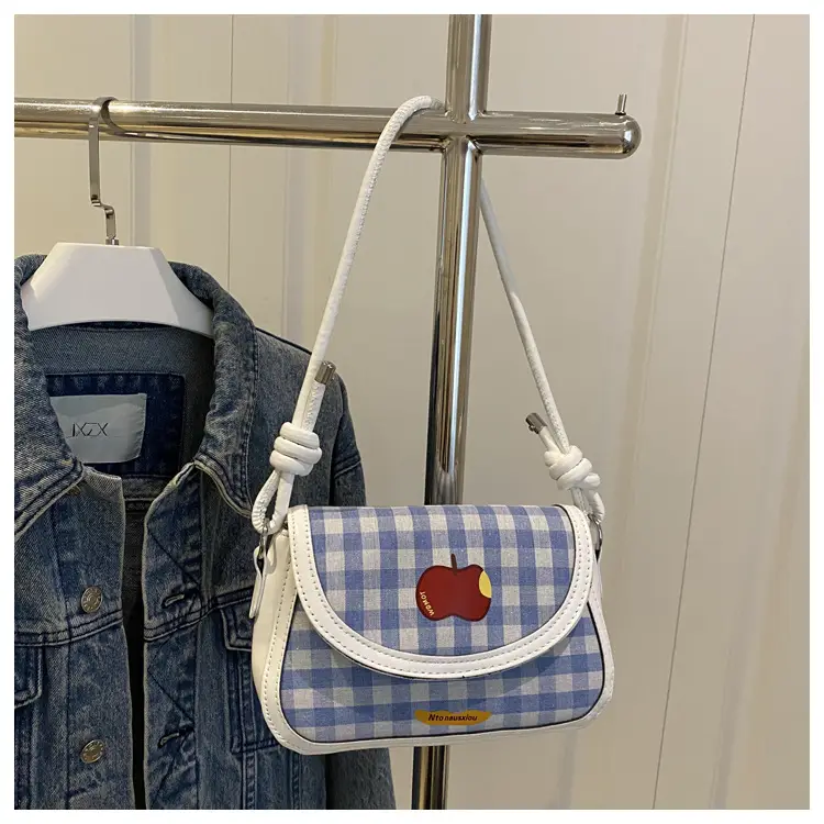 Cute Apple Design Crossbody Bag Blue White — feature 19